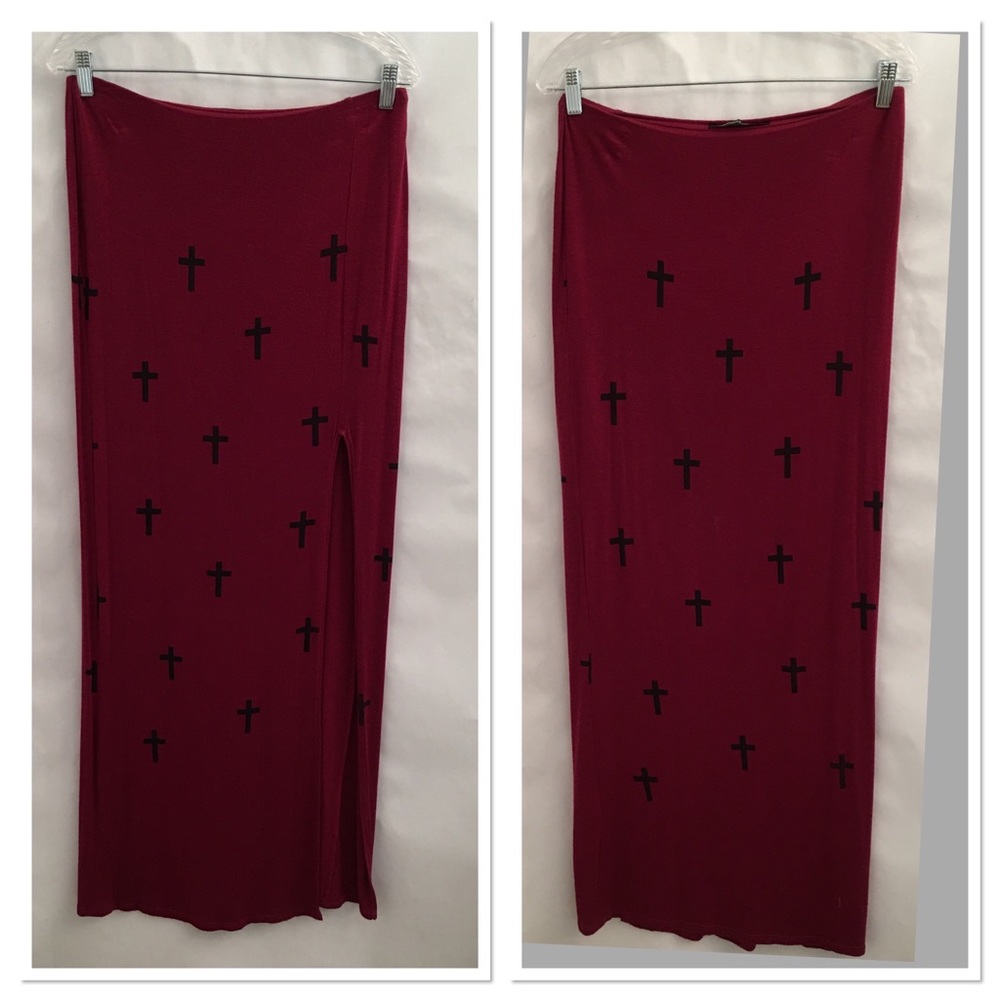 Foreign Exchange maxi skirt split SZ M Cross motif
